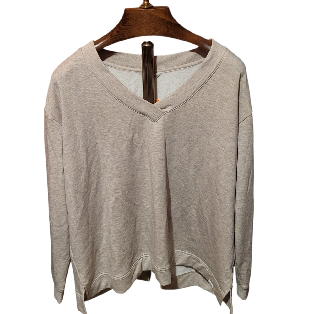 Orvis Women's Beige V Neck Cozy Pullover Sweatshirt Size XXL New!
